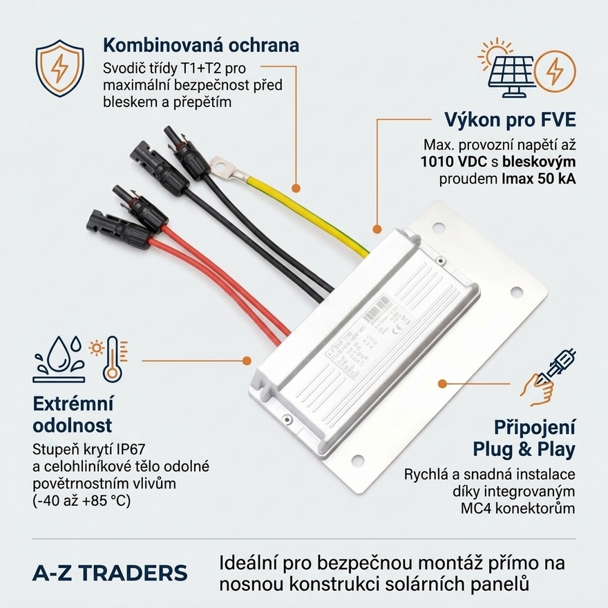 A-Z ROOF SPD T1+T2 2+0 1010 VDC DC svodič na střechu